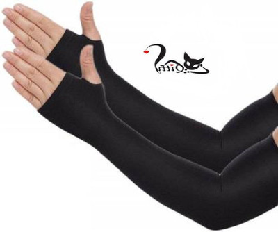 Kalaneet Nylon Arm Sleeve For Men & Women(Free, Black)