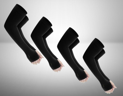 AMAXY Cotton, Polyester, Nylon Arm Sleeve For Men & Women(Free, Black)