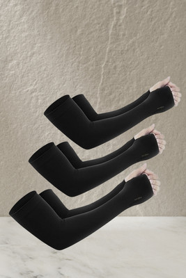CLOSTIFY Cotton Arm Sleeve For Boys & Girls(Free, Black)