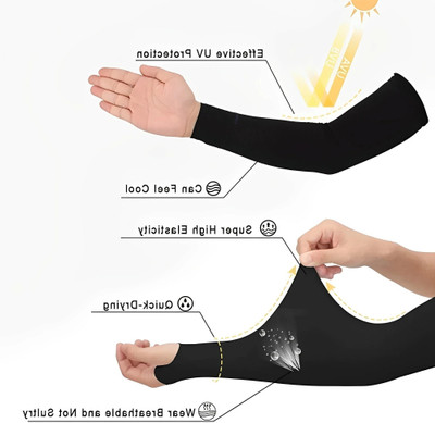 Kalaneet Cotton, Nylon Arm Sleeve For Men & Women(Free, Black)