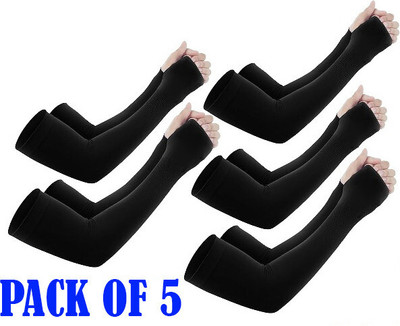Liyana Collection Polyester Arm Sleeve For Men & Women(Free, Black)