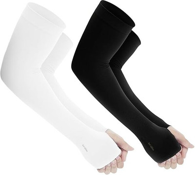 Fashionon Cotton Arm Sleeve For Men & Women(Free, Black, White)