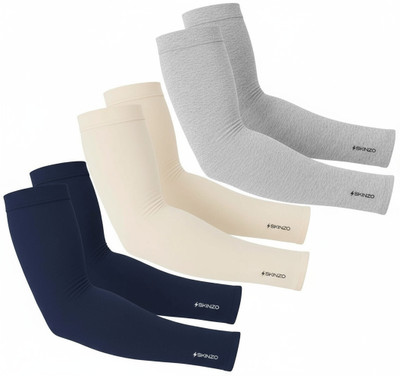SKINZO Cotton Arm Sleeve For Men & Women(Free, Navy Blue, White, Grey)