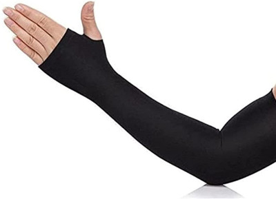 JusAwesm Nylon, Cotton Arm Sleeve For Boys & Girls(Free, Black)