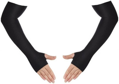 Apastra Cotton Arm Sleeve For Girls(Free, Black)