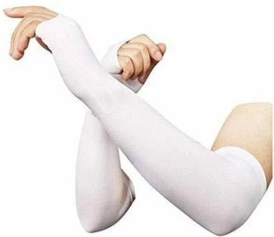 JusAwesm Cotton Arm Sleeve For Men(Free, White)