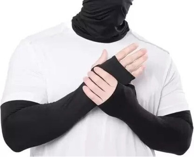Avomaa Cotton Arm Sleeve For Men & Women(Free, Black)