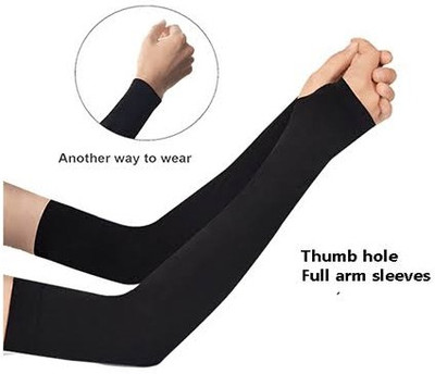 let's silim Cotton Arm Sleeve For Men & Women(Free, Black)