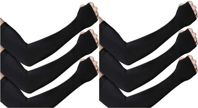 JusAwesm Nylon Arm Sleeve For Boys & Girls(Free, Black)