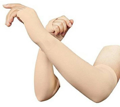 MSR STORE Silk Arm Sleeve For Men & Women(Free, Beige)