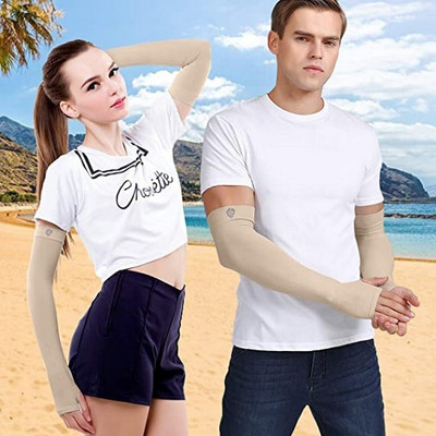 RBSOCK Cotton Arm Sleeve For Men & Women(Free, Beige)