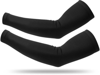 Leosportz Nylon, Cotton Arm Sleeve For Men & Women(Free, Black)