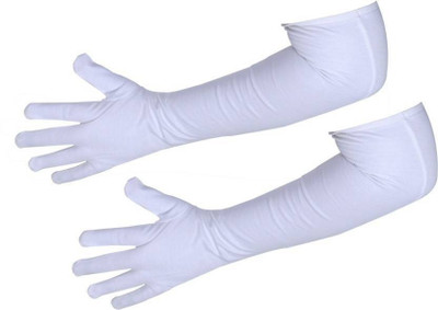 JusAwesm Cotton Arm Sleeve For Women(L, White)