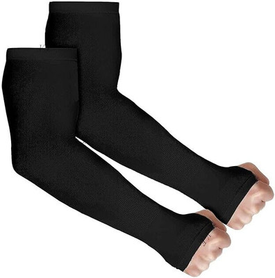 HVG TRADERS Nylon Arm Sleeve For Men & Women(Free, Black)
