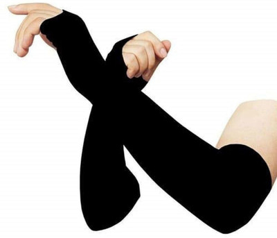 EXITANCE Nylon Arm Sleeve For Men & Women(Free, Black)
