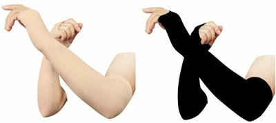 Jully Cotton, Nylon Arm Sleeve For Men & Women(Free, Black, Beige)
