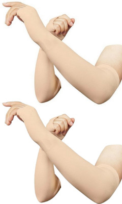 JusAwesm Polyester Arm Sleeve For Men & Women(Free, Beige)