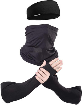 plutoprom Cotton Arm Sleeve For Men & Women(Free, Black)