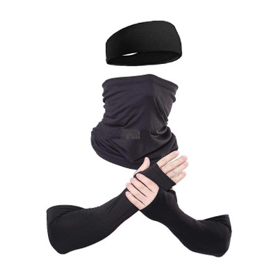 plutoprom Cotton Arm Sleeve For Men & Women(Free, Black)