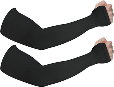 MSR STORE Nylon, Cotton Arm Sleeve For Men & Women(Free, Black)