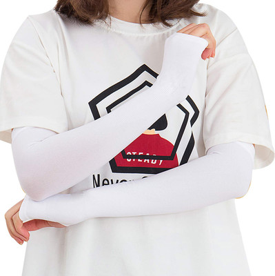 MIKONIKO Nylon Arm Sleeve For Women(Free, White)