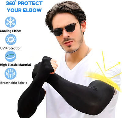 HINDSAFE Nylon Arm Sleeve For Men & Women(Free, Black)