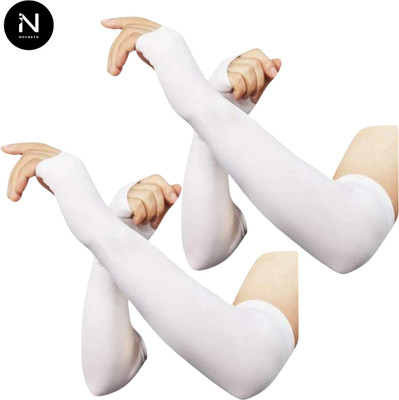 NOVELTY Nylon Arm Sleeve For Men & Women(Free, White)