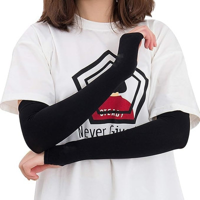 NKL Polyester Arm Sleeve For Men & Women(Free, Black)