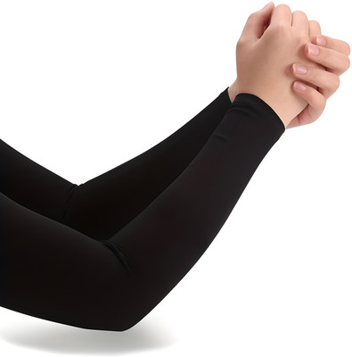 AUTOSITE Cotton Arm Sleeve For Men & Women(Free, Black)