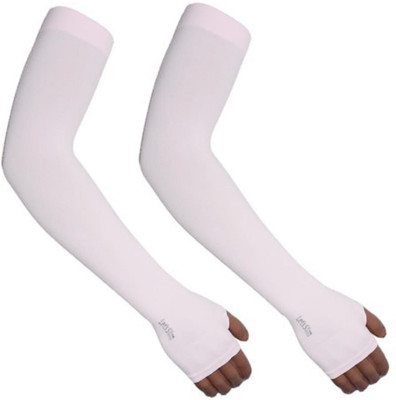 Caronix Cotton, Nylon Arm Sleeve For Men & Women(L, White)