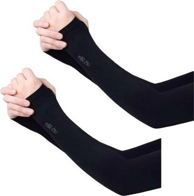 JusAwesm Nylon, Polyester Arm Sleeve For Men & Women With Tattoo(Free, Black)