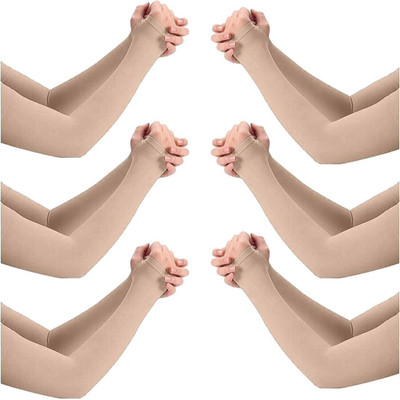 HOSVIN Cotton Arm Sleeve For Men & Women(Free, Beige)