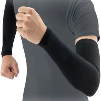 JusAwesm Nylon Arm Sleeve For Men & Women(Free, Black)