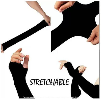 RBSOCK Nylon Arm Sleeve For Women(Free, Black)