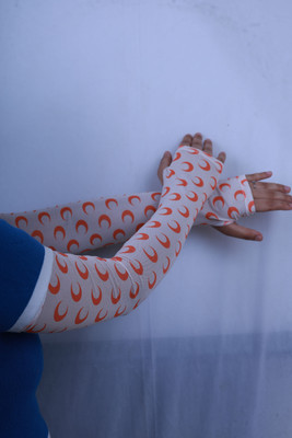 MHAX Cotton Arm Sleeve For Women With Tattoo(Free, Orange)