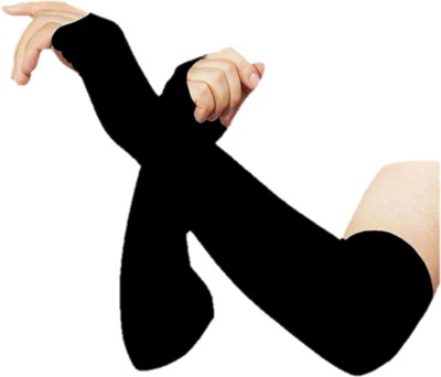 YRV Cotton, Silk, Nylon Arm Sleeve For Men & Women(Free, Black)