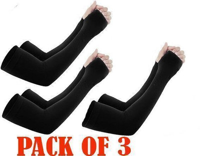 Rudra Nylon Arm Sleeve For Men & Women(Free, Black)