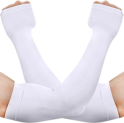 Okara Nylon Arm Sleeve For Men & Women(Free, White)
