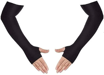 DHU Creations Cotton Arm Sleeve For Men(Free, Black)
