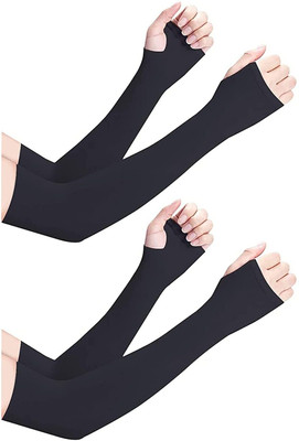 Maira Nylon, Cotton Arm Sleeve For Men & Women(M, Black)