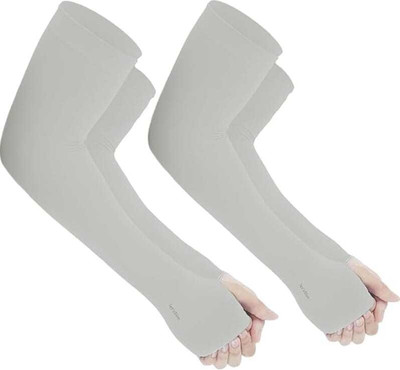 ZAKIA Nylon Arm Sleeve For Men & Women(Free, Grey)