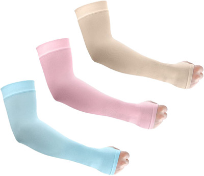 QUEERY Nylon Arm Sleeve For Men & Women(Free, Multicolor)