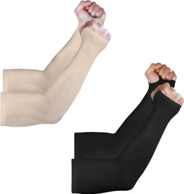 RVH Nylon Arm Sleeve For Men & Women(Free, Black, Beige)