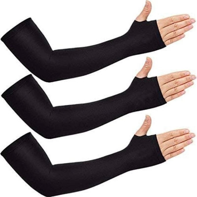 Z-Zippyque.Store Nylon, Cotton Arm Sleeve For Men & Women(Free, Black)