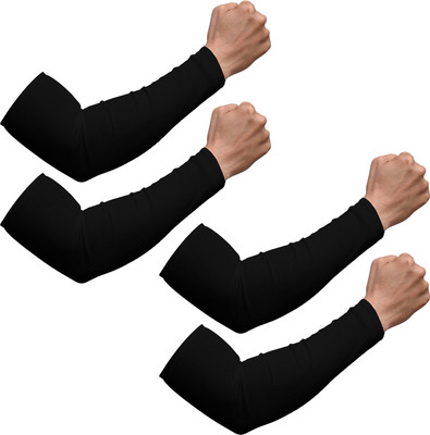 KUBER INDUSTRIES Cotton Arm Sleeve For Boys & Girls(Free, Black)