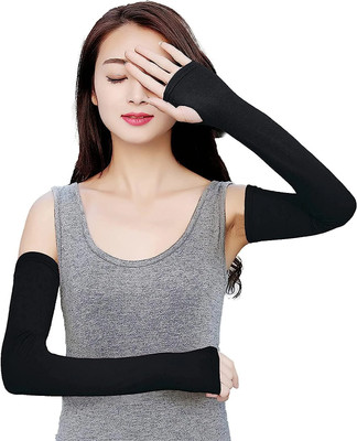 JusAwesm Nylon, Cotton Arm Sleeve For Boys & Girls(Free, Black)