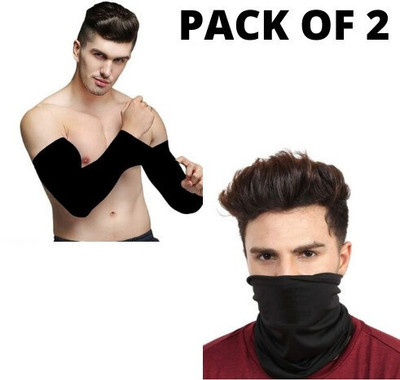 Kalaneet Nylon, Cotton Arm Sleeve For Men & Women(Free, Black)