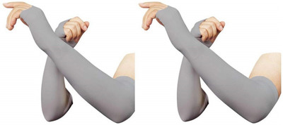 FABSPORTS Polyester Arm Sleeve For Men & Women(Free, Grey)