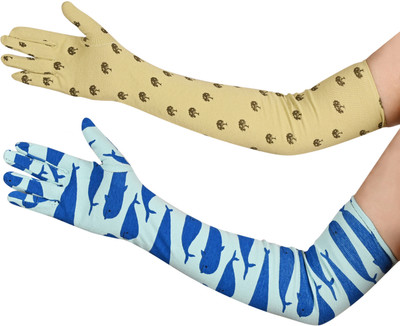 LOOM LEGACY Cotton Arm Sleeve For Men & Women(Free, Blue, Beige)