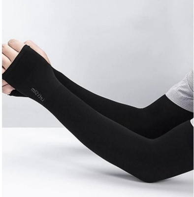 JusAwesm Nylon Arm Sleeve For Men & Women(Free, Black)